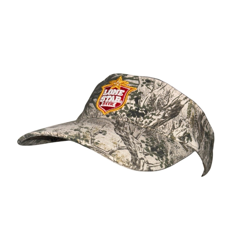 Lone Star Beer Camo Visor Camouflage Embroidered Hat Texas Gorp Western Cowboy